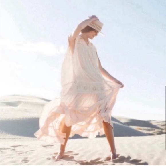 Free People Pretty Cozy Maxi Smock Dress Ecru maxi - Picture 6 of 16